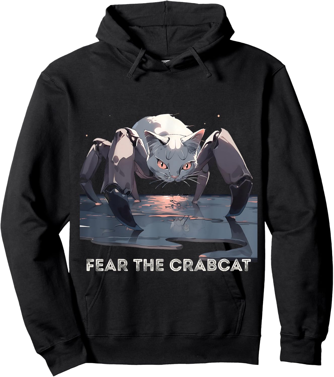Fear the Crabcat - Funny Crab cat Cryptid Cryptozoology Hoodie - Hoodie | Black