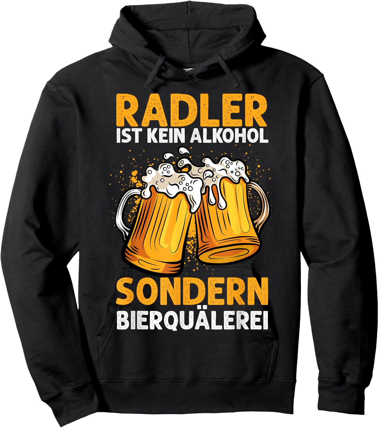 Biertrinker Trinken Bier Geschenkideen & Designs Herren & Damen Schwarz Kurzarm Radler Ist Kein Alkohol Sondern Bierquälerei Bier Party Hoodie - Hoodie | Black