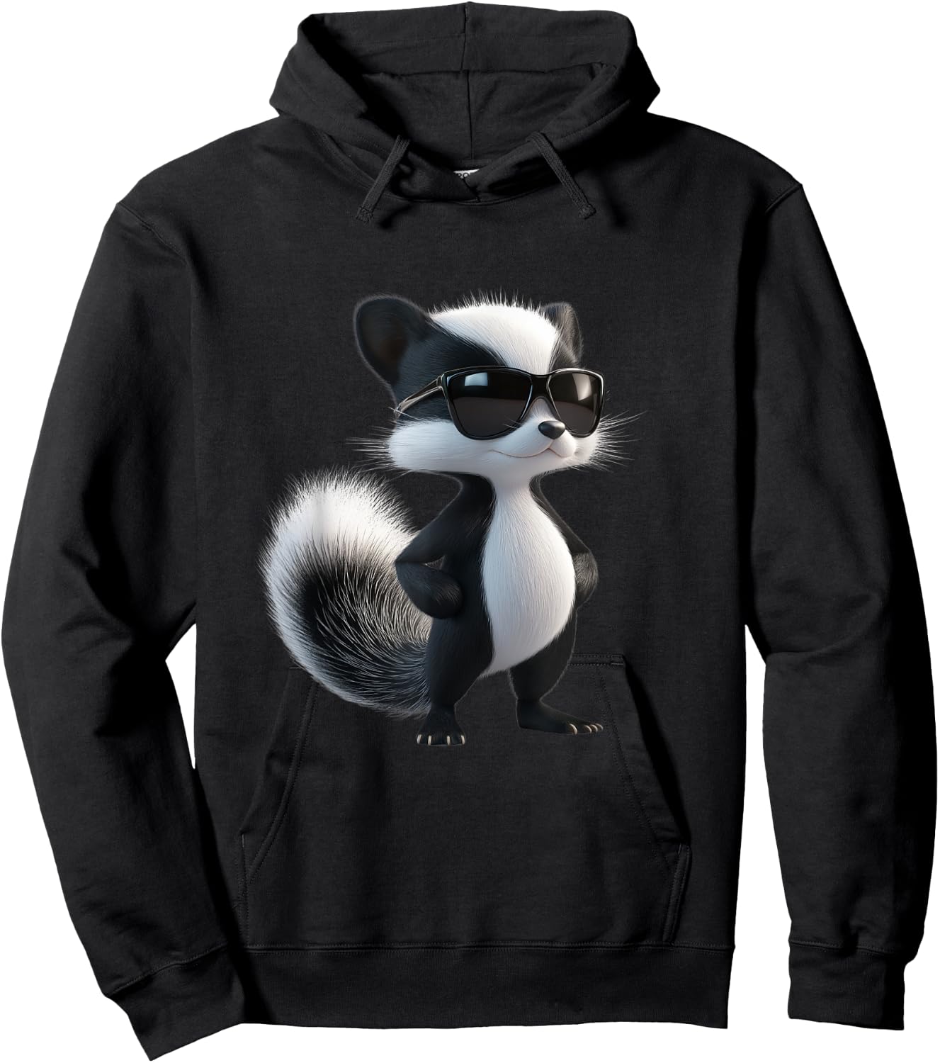 Skunk with Sunglasses - Funny Skunk , black Hoodie - Hoodie | Black
