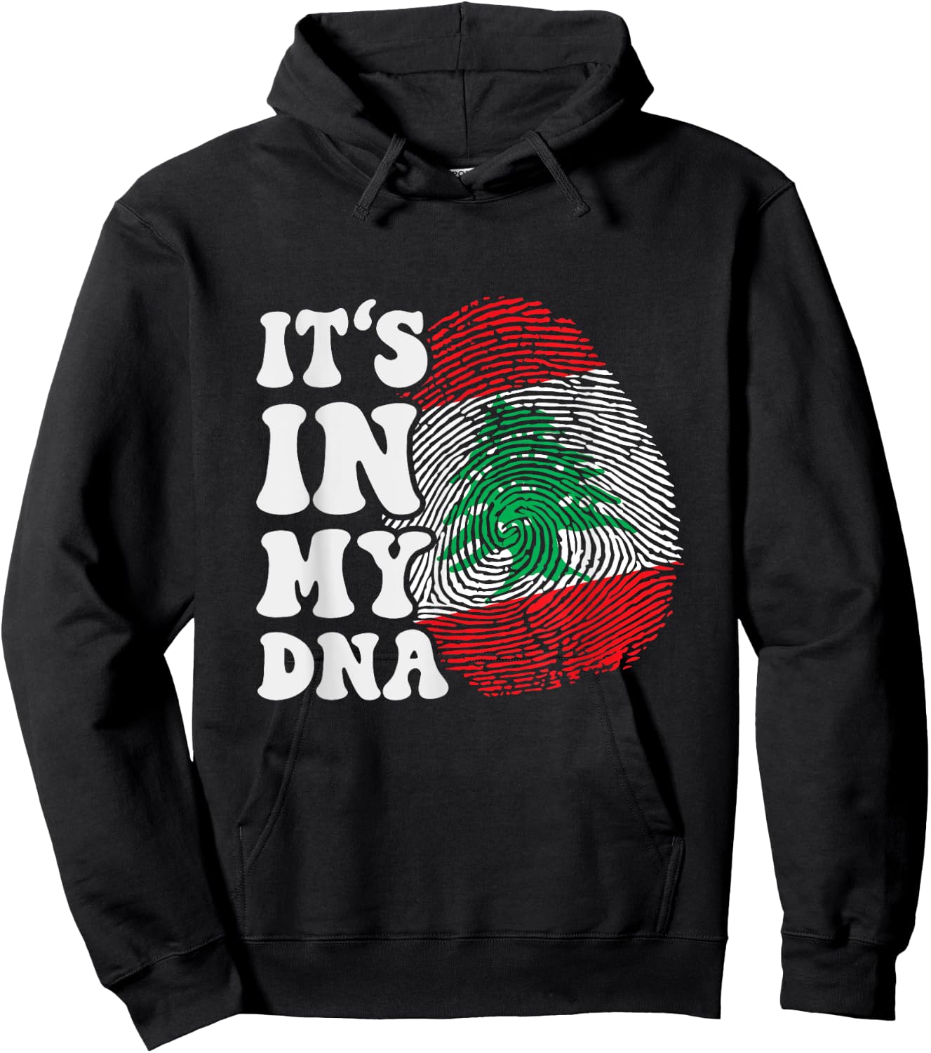 Funny It's in My DNA Flag of Lebanon Fingerprint , Black, S Hoodie - Hoodie | Black