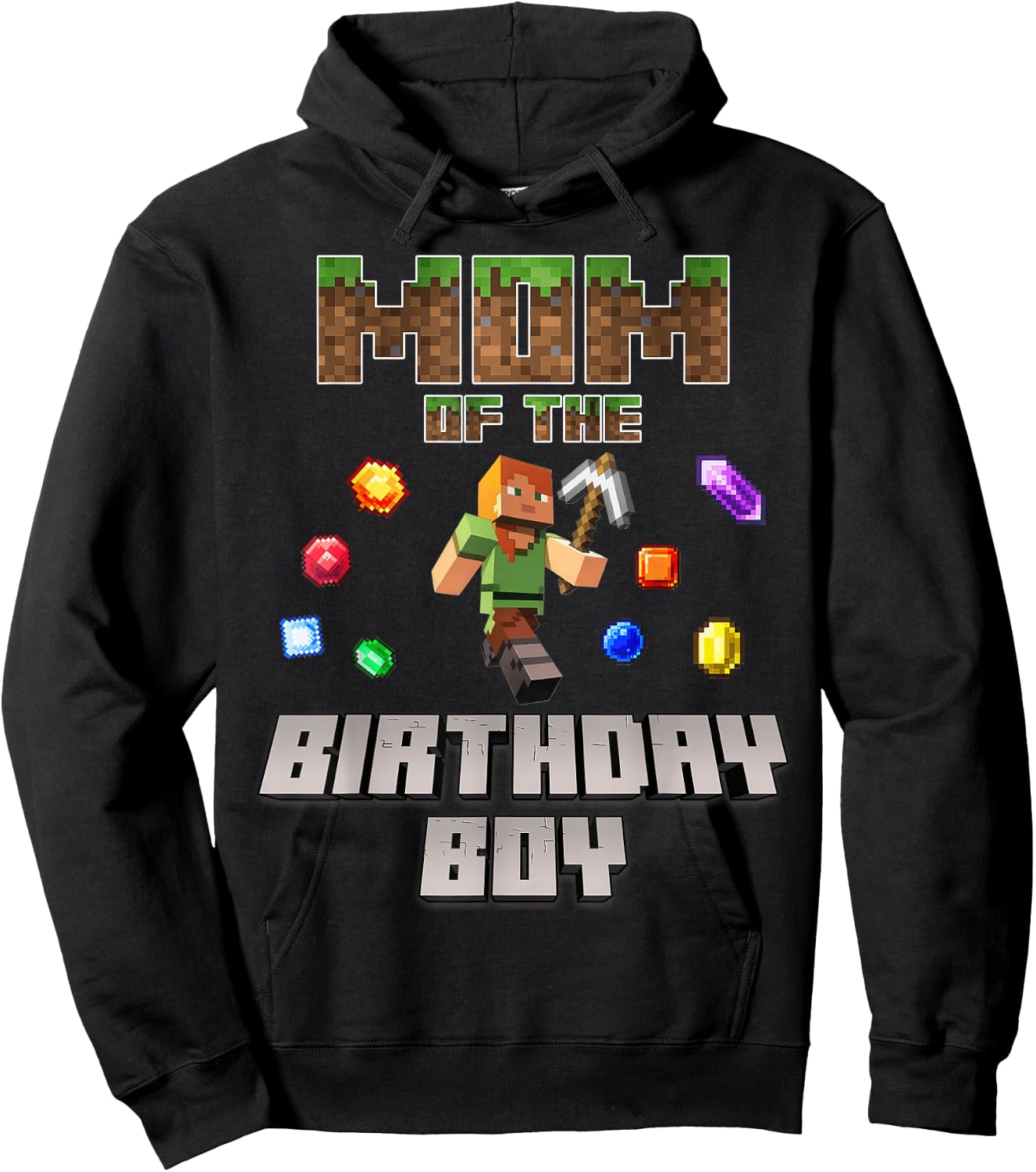 Mom Of The Birthday Boy Video Gamer Pixel Number Hoodie - Hoodie | Black