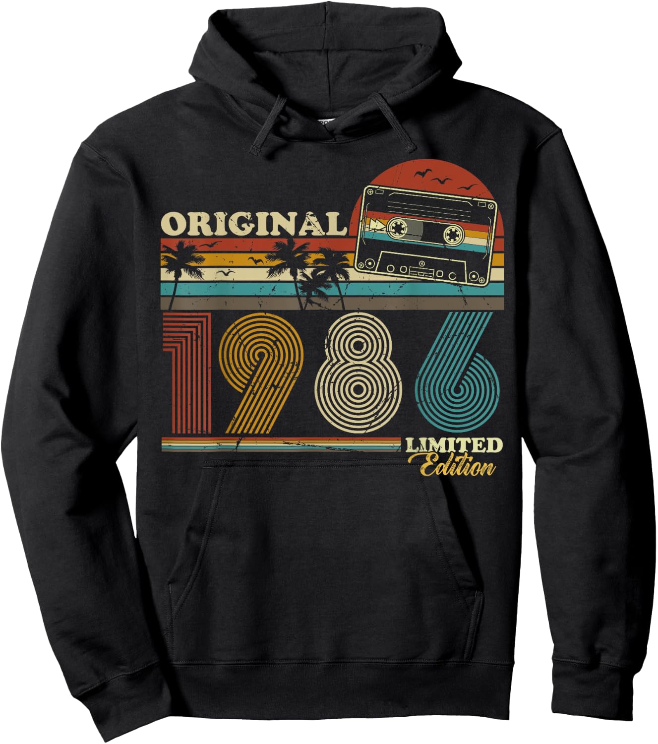1986 Vintage Geburtstag Retro Vintage Männer Frauen Geschenk Hoodie - Hoodie | Black