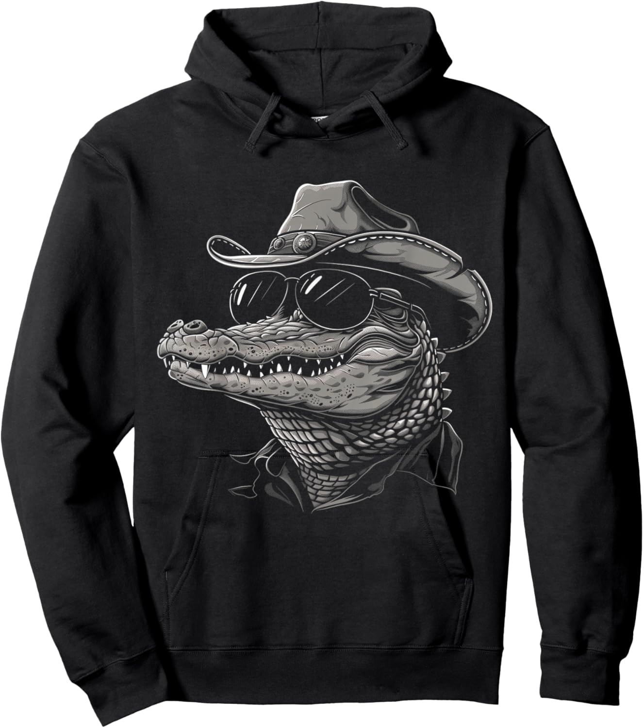 Alligator Cowboy Hat Gator Crocodile Reptile Lover Funny Hoodie - Hoodie | Black