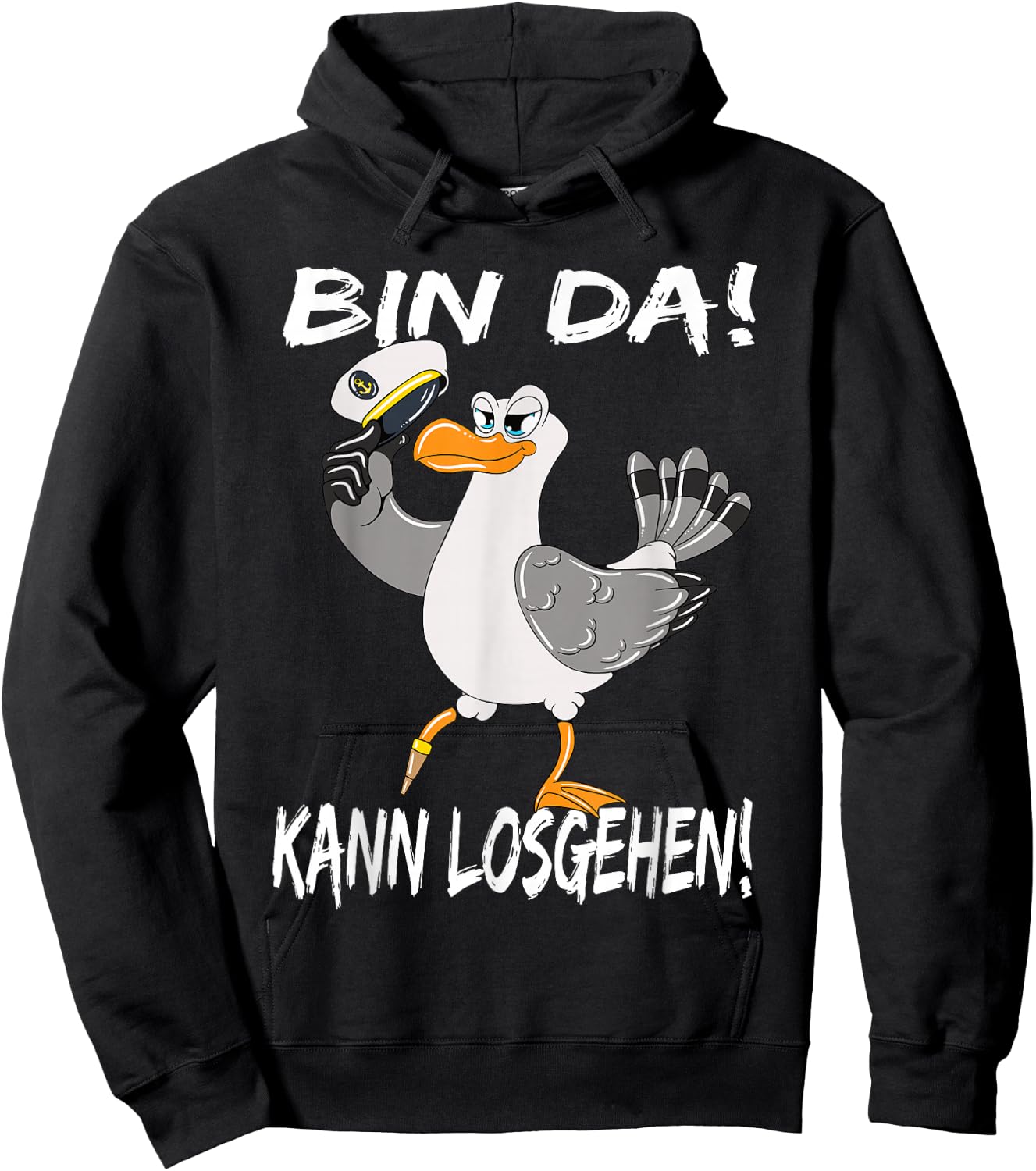 Captain Seagull Baltic Sea North Sea Holiday Bin Da Kann Losgehen , black, s Hoodie - Hoodie | Black