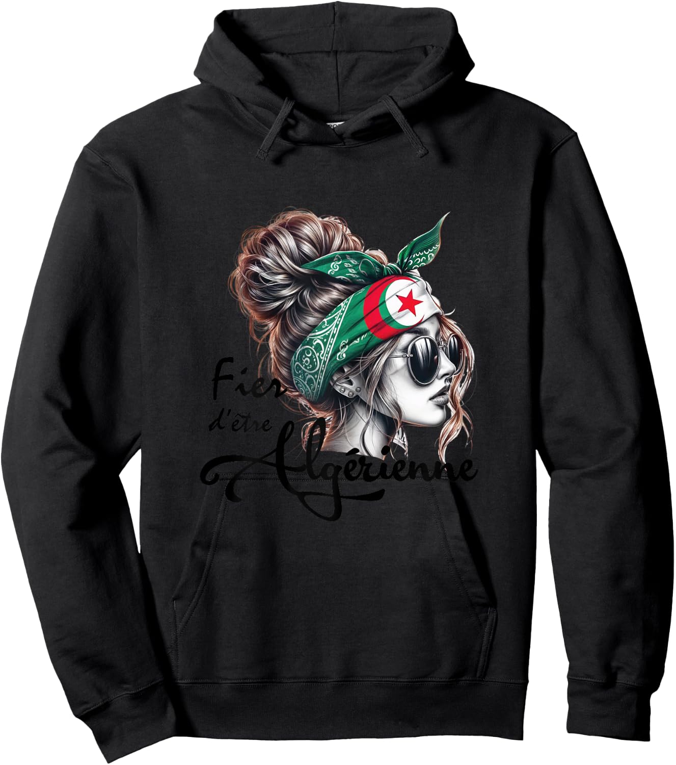 Proud to be Algerian Woman Girl Gift Algerian Flag , white, Female X-Small Hoodie - Hoodie | Black