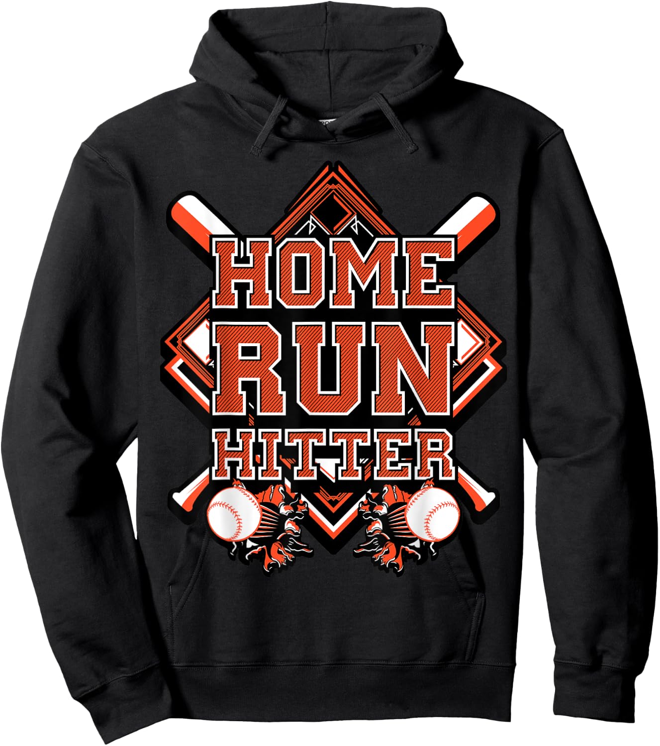 Black and orange baseball t shirt for boy men mom youth Hoodie - Hoodie | Black