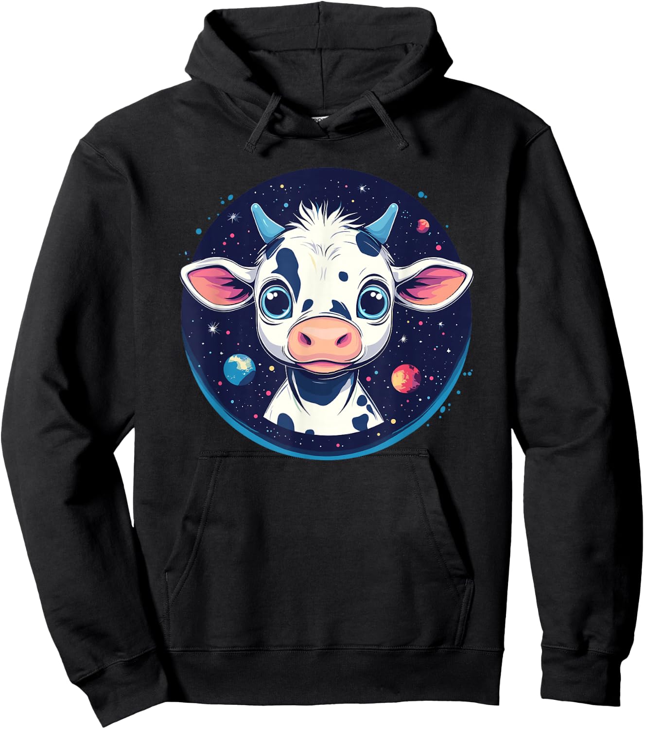 Cute Space Cow Planetary Explorer Hoodie - Hoodie | Black