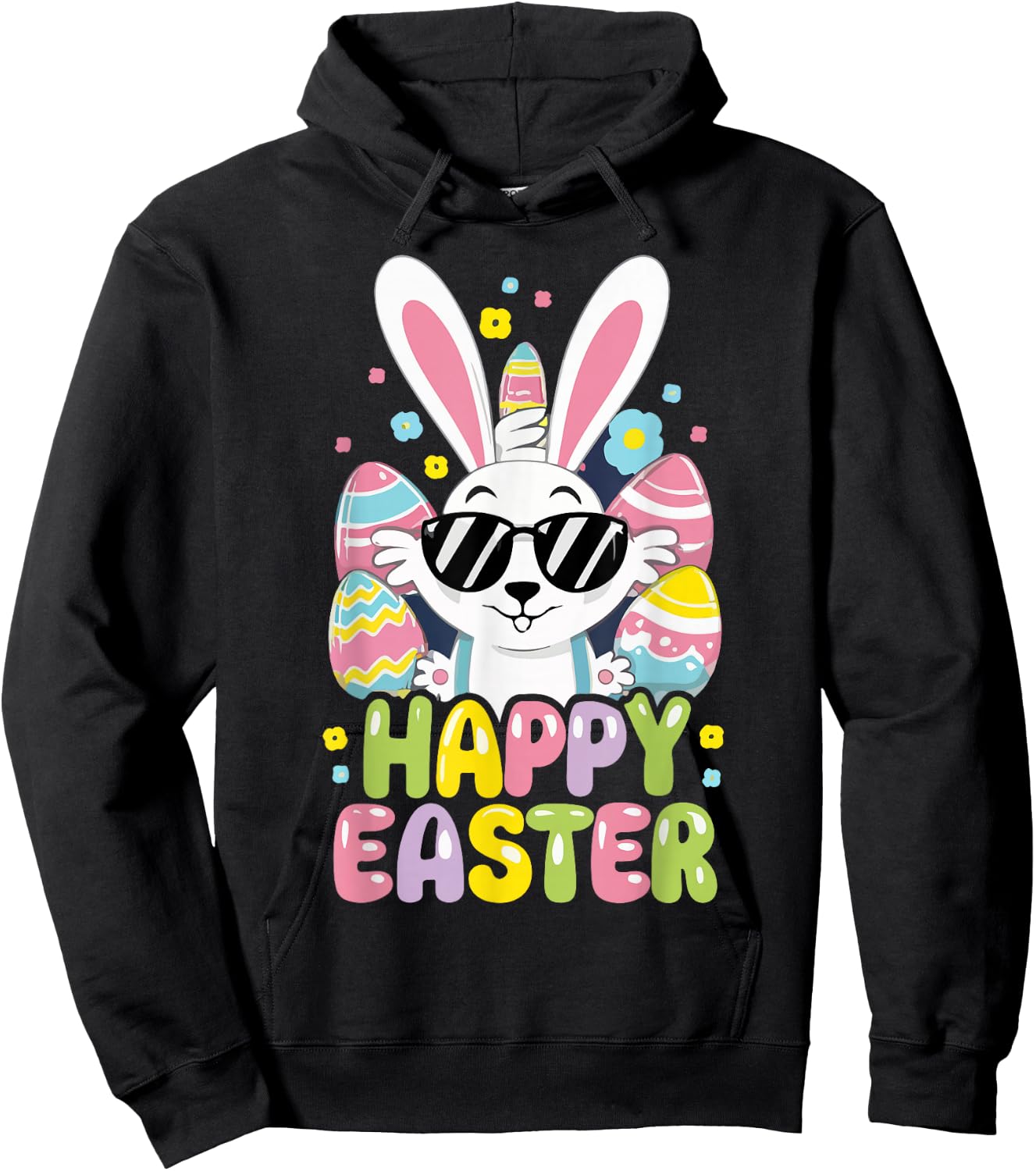 Cute Happy Easter Bunny Rabbit Face Boys Kids Hoodie - Hoodie | Black