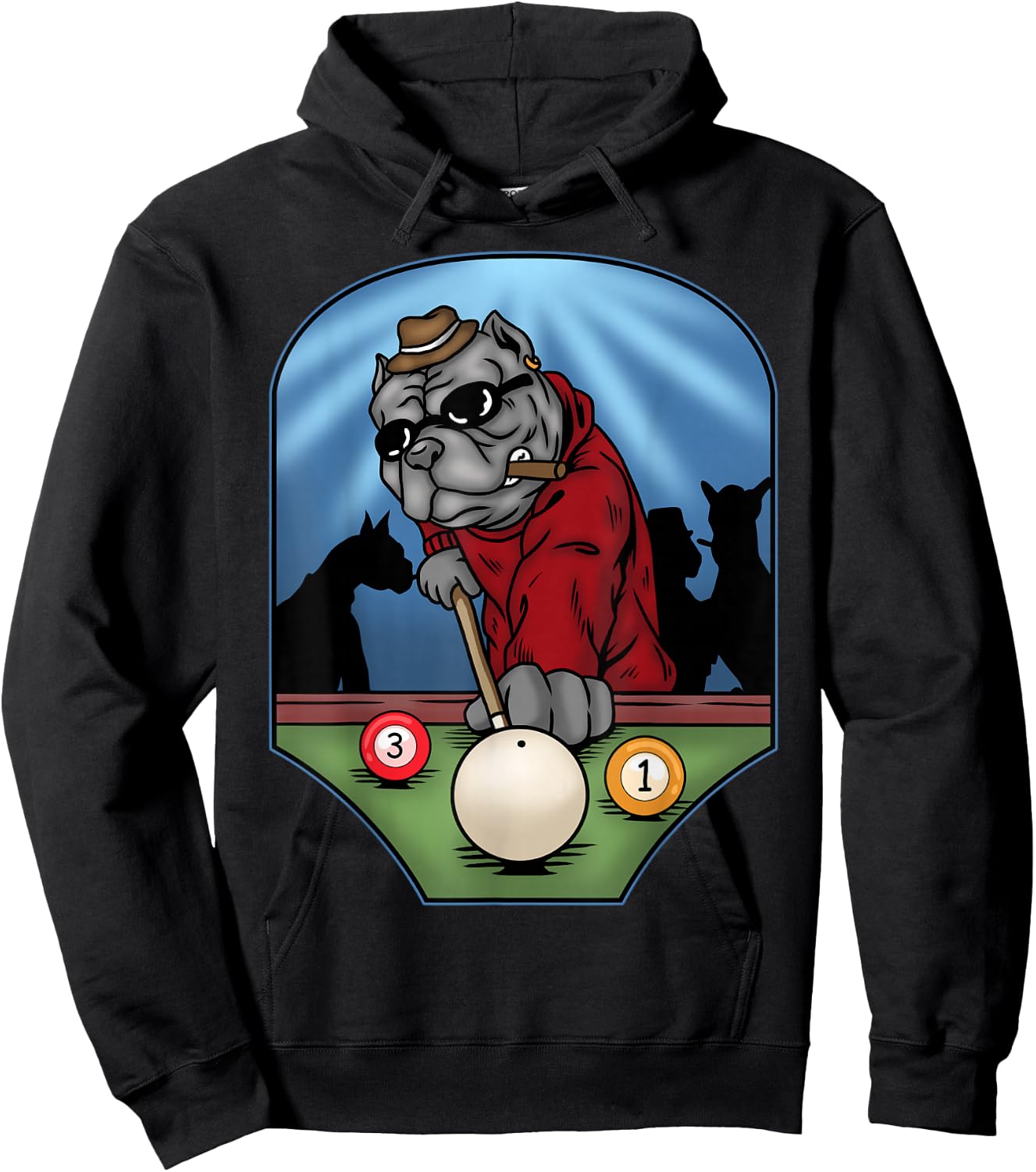 Funny Billiard Pool Player American Bully Dog Billiards Hoodie - Hoodie | Black