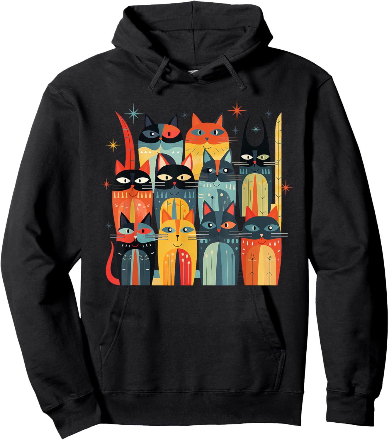 Vintage Retro Mid Century Modern Look Cats 50s 60s Style Hoodie - Hoodie | Black