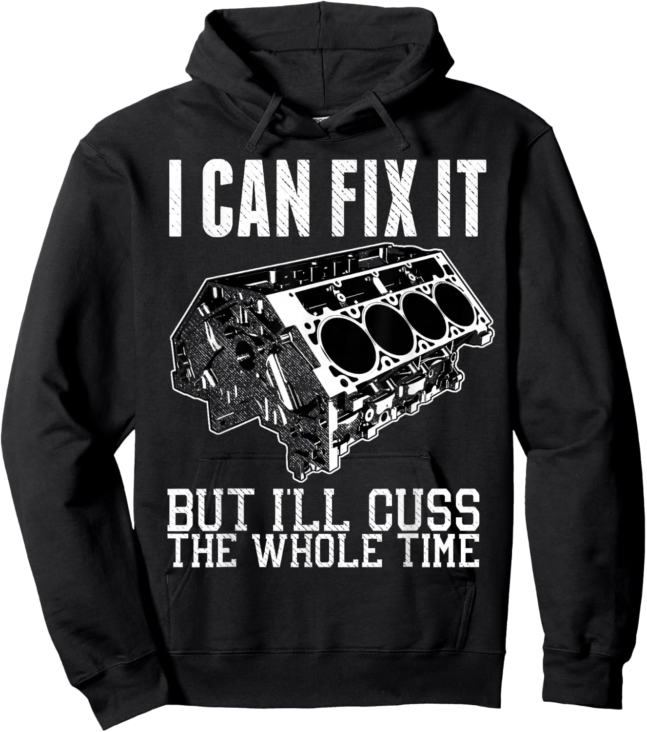 I Can Fix It but I'll Cuss Funny Mechanic V8 Engine Shirt Hoodie - Hoodie | Black