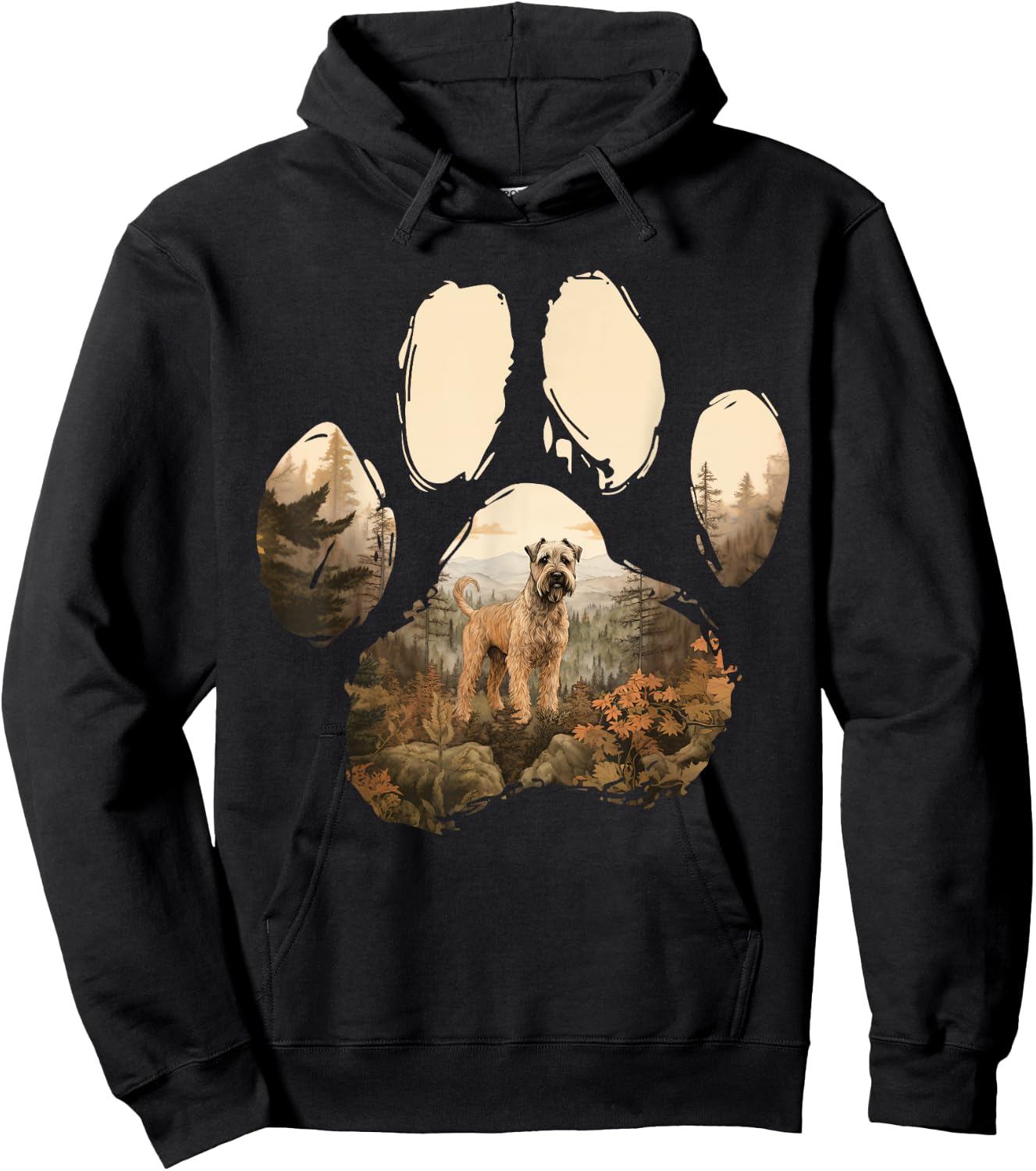 Soft Coated Wheaten Terrier Mountain Paw Design Dog Mom Dad Women Kids Hoodie - Hoodie | Black