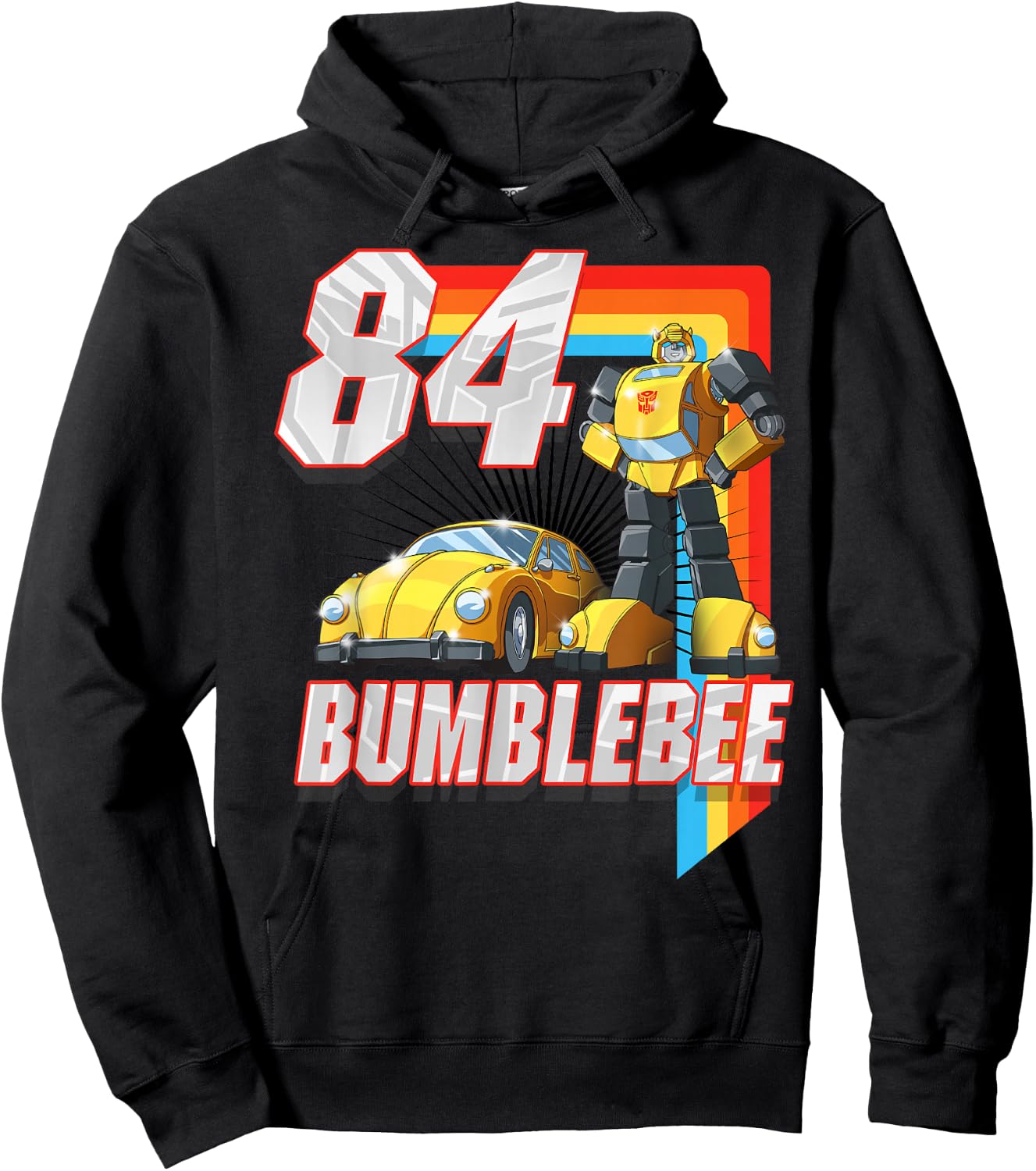 Transformers Bumblebee '84 Retro Rainbow Stripe Hoodie - Hoodie | Black