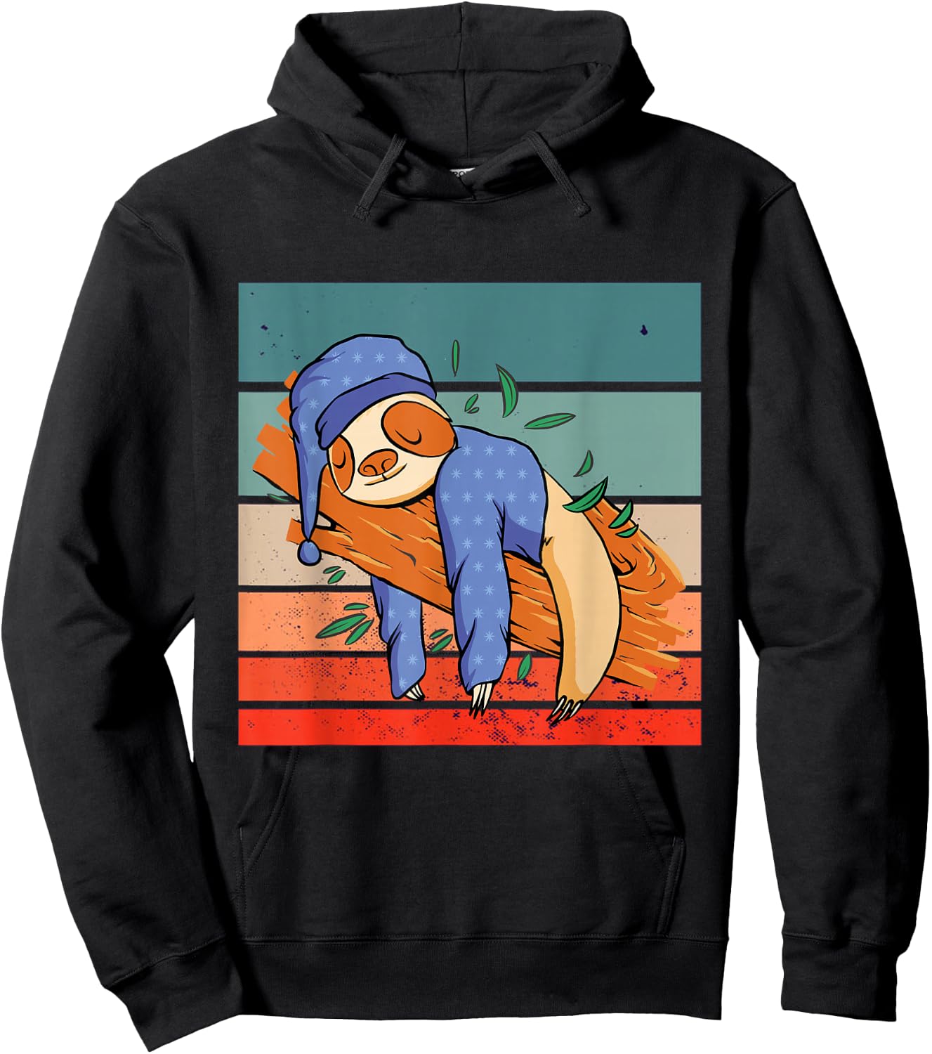 Sloth sleepy pajamas nightcap tree branch snoozing relaxed Hoodie - Hoodie | Black