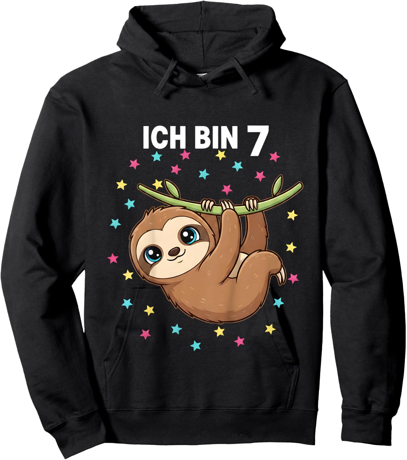 Ich Bin 7 - Süßes Faultier Kindergeburtstag Junge Mädchen Hoodie - Hoodie | Black