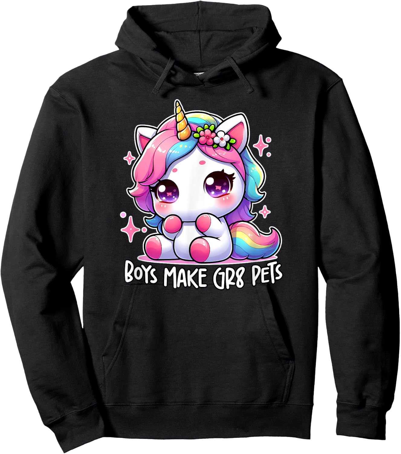 BOYS MAKE GR8 PETS Funny Cute Unicorn Feminist Gag Gift Hoodie - Hoodie | Black