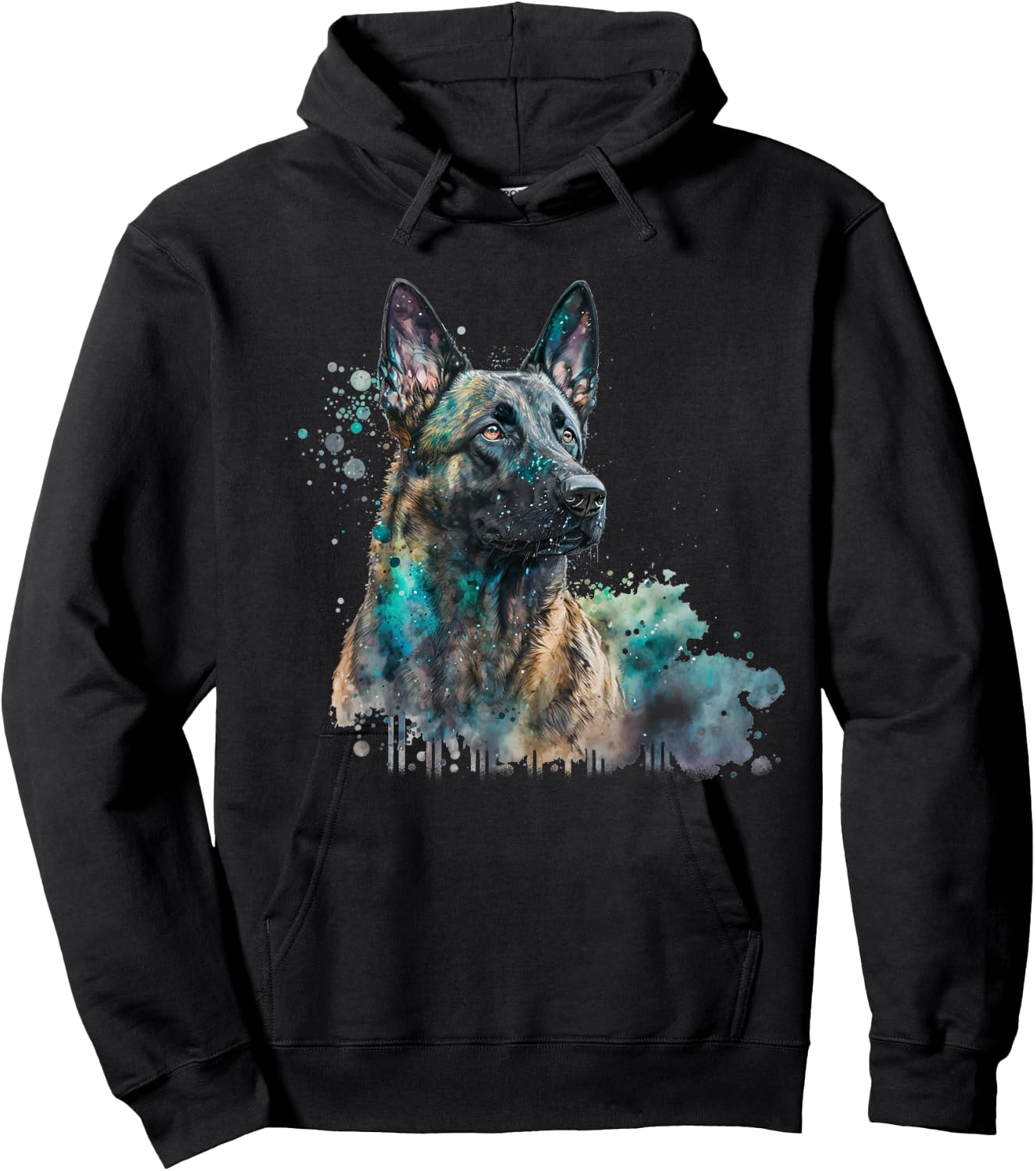 Watercolor splash dutchie hollandse herder dutch shepherd Hoodie - Hoodie | Black