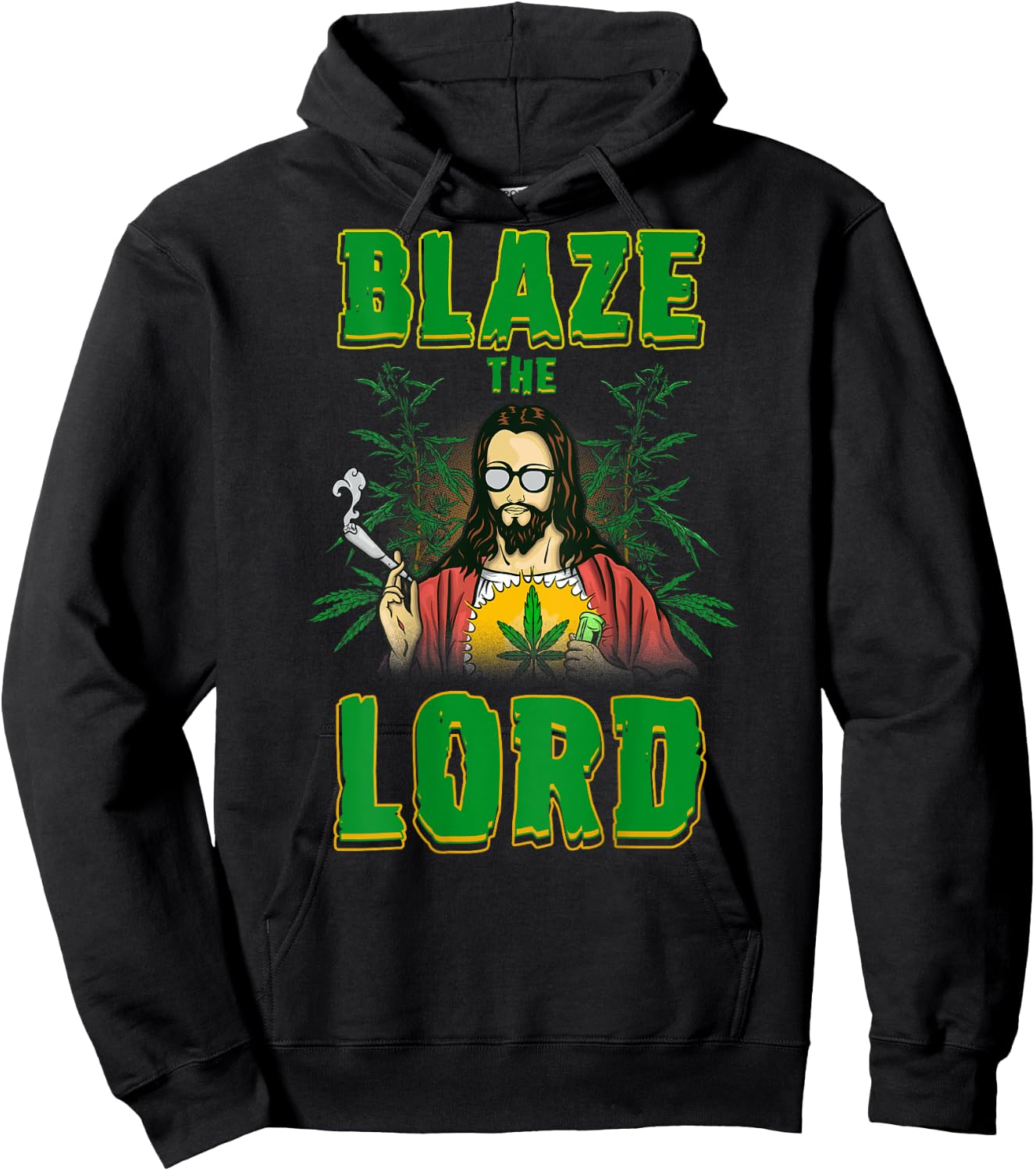 CBD Cannabis Jesus Shirt Blaze The Lord Funny AF 420 Weed Hoodie - Hoodie | Black