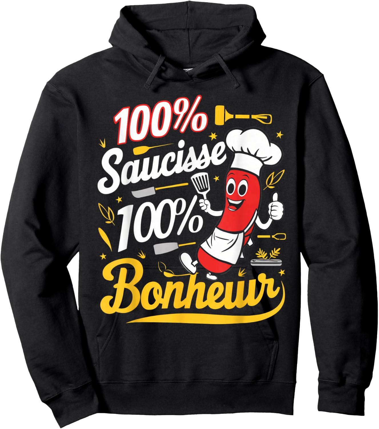 100% Sausage Happiness Gift Barbecue Beauf Humor Meat , Blue, S Hoodie - Hoodie | Black