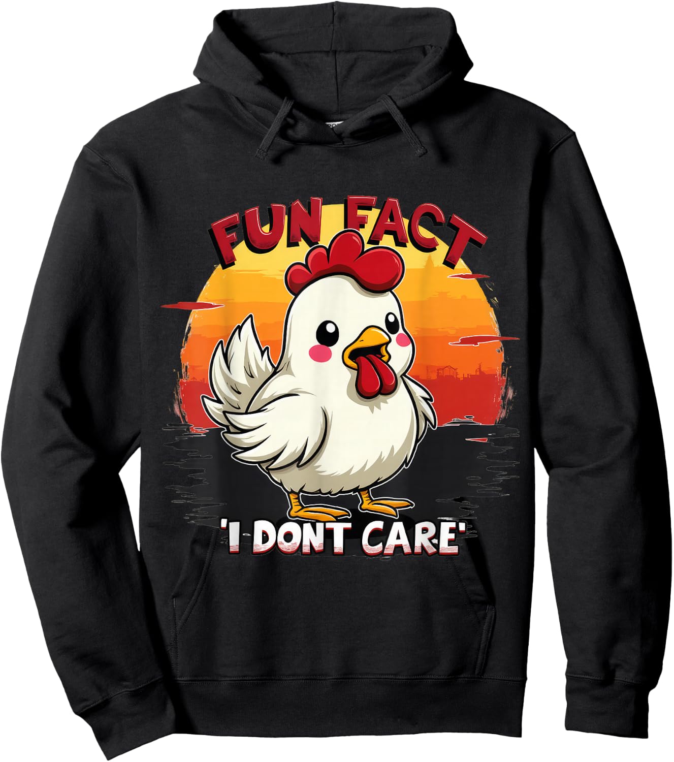Funny Chicken Fun Fact I Dont Care Meme Humor Hoodie - Hoodie | Black