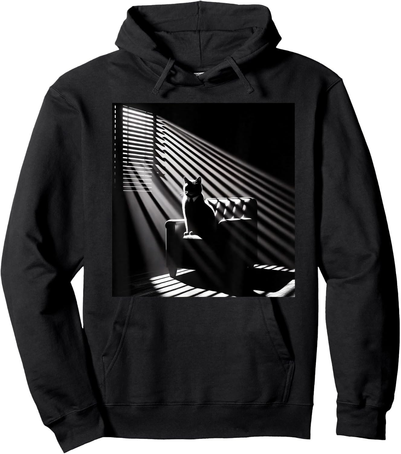 A Cat Sitting In A Chair Film Noir Atmosphere Women Hoodie - Hoodie | Black