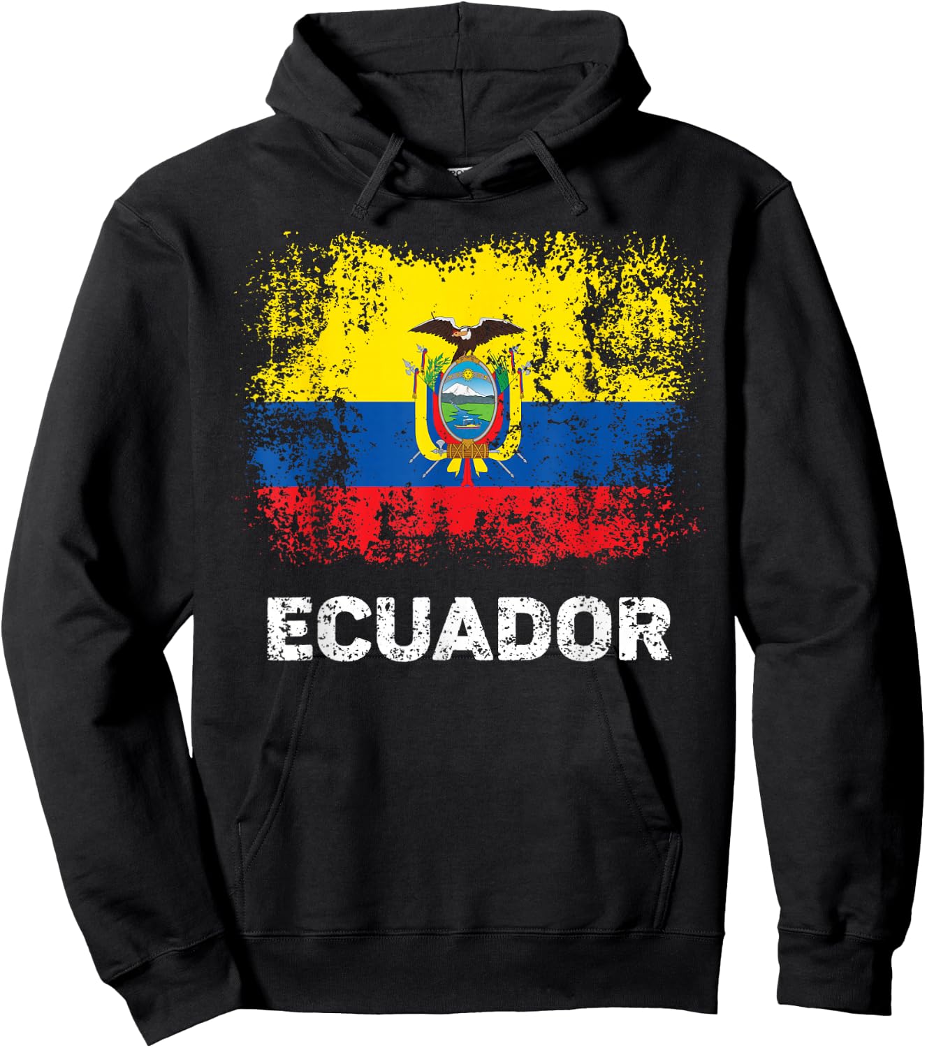 Vintage Ecuadorian Flag Shirt Patriotic Ecuador Flag Hoodie - Hoodie | Black