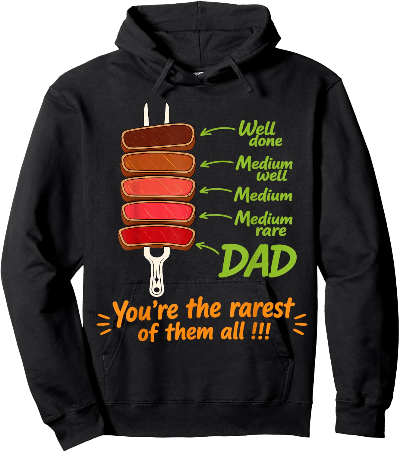 Steak BBQ Dad You're The Rarest of Them All Fathers Day Hoodie - Hoodie | Black