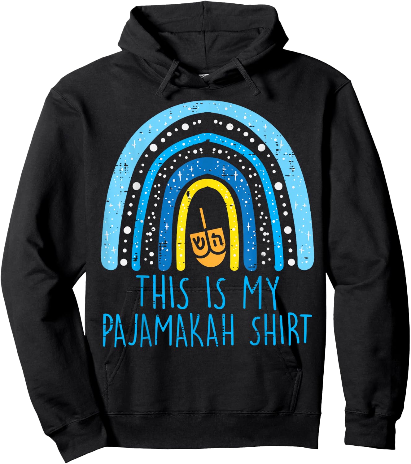 This Is My Pajamakah Shirt Rainbow Hanukkah PJs Women Children Hoodie - Hoodie | Black