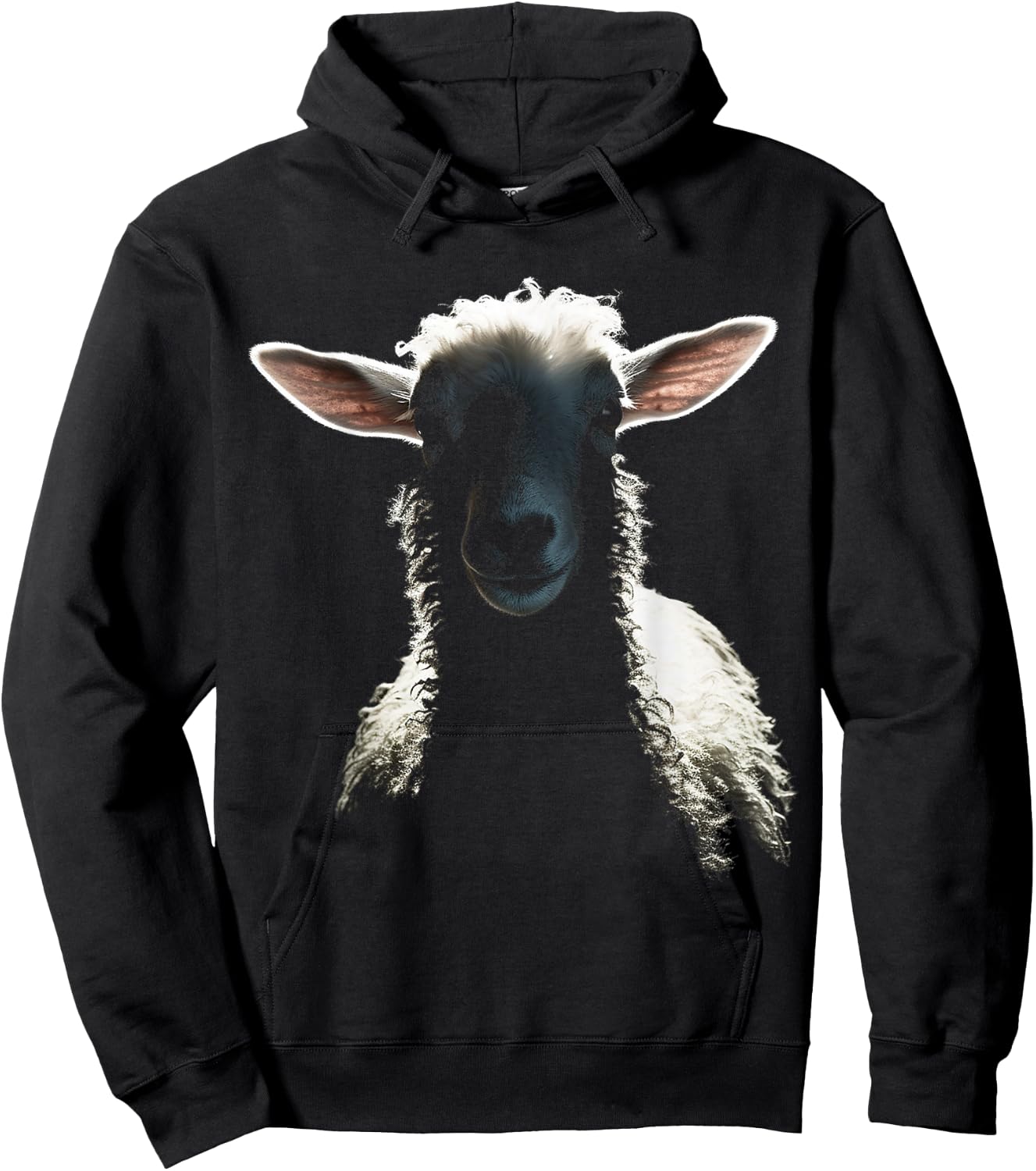 Sheep Portrait Animal Motif Illustration Sheep Hoodie - Hoodie | Black