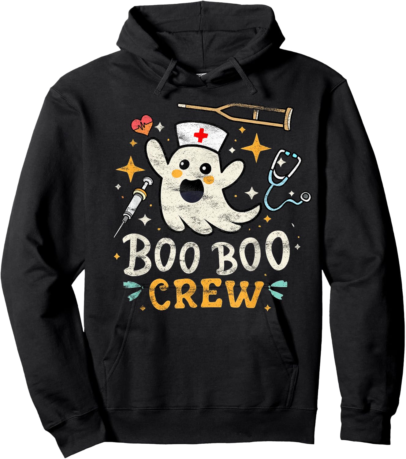 Boo Boo Crew - Halloween Nurse Costume Ghost Medic Doctor Hoodie - Hoodie | Black