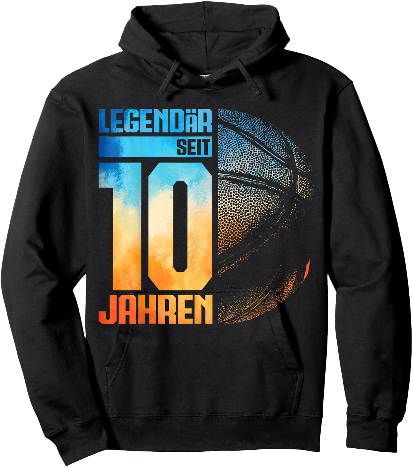 10th Birthday Retro Basketball Player 10 Years Boy Child , black Hoodie - Hoodie | Black
