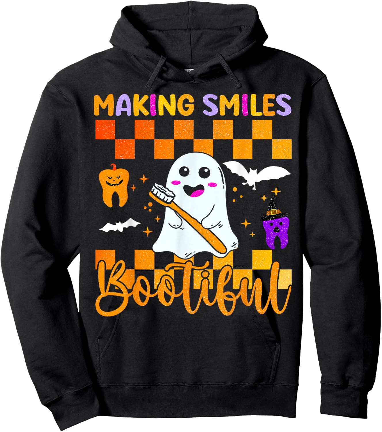 Making Smiles Bootiful Halloween Dentist Funny Ghost Dental Hoodie - Hoodie | Black