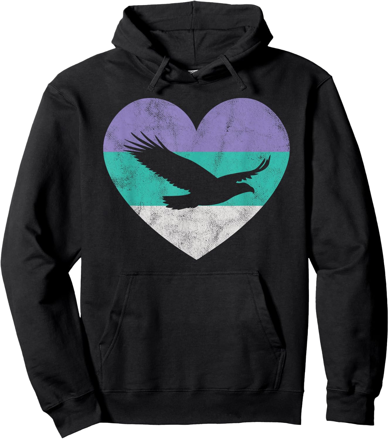Animal Pet Shirts And Retro Vintage Gifts Women's Black Bald Eagle Heart Hoodie - Hoodie | Black