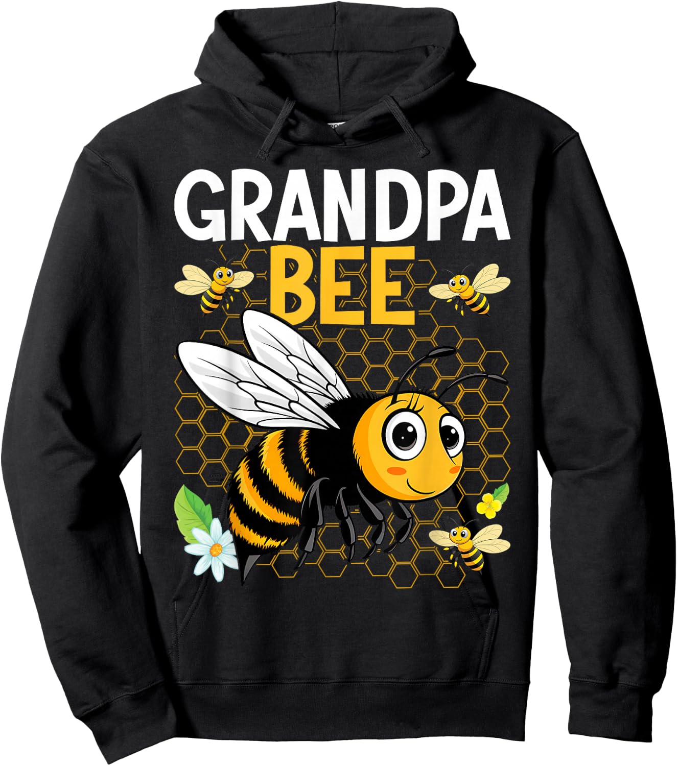 Grandpa Bee Cute Beekeeping Birthday Party Matching Family Hoodie - Hoodie | Black