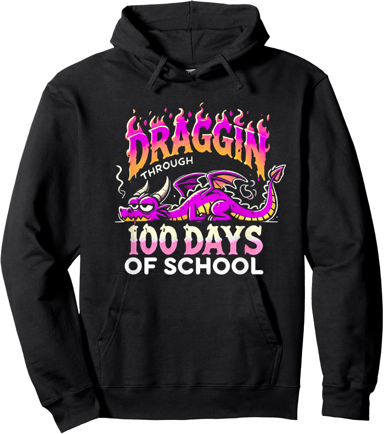 Dragon 100 Days Of School Happy 100th Day Of School Hoodie - Hoodie | Black