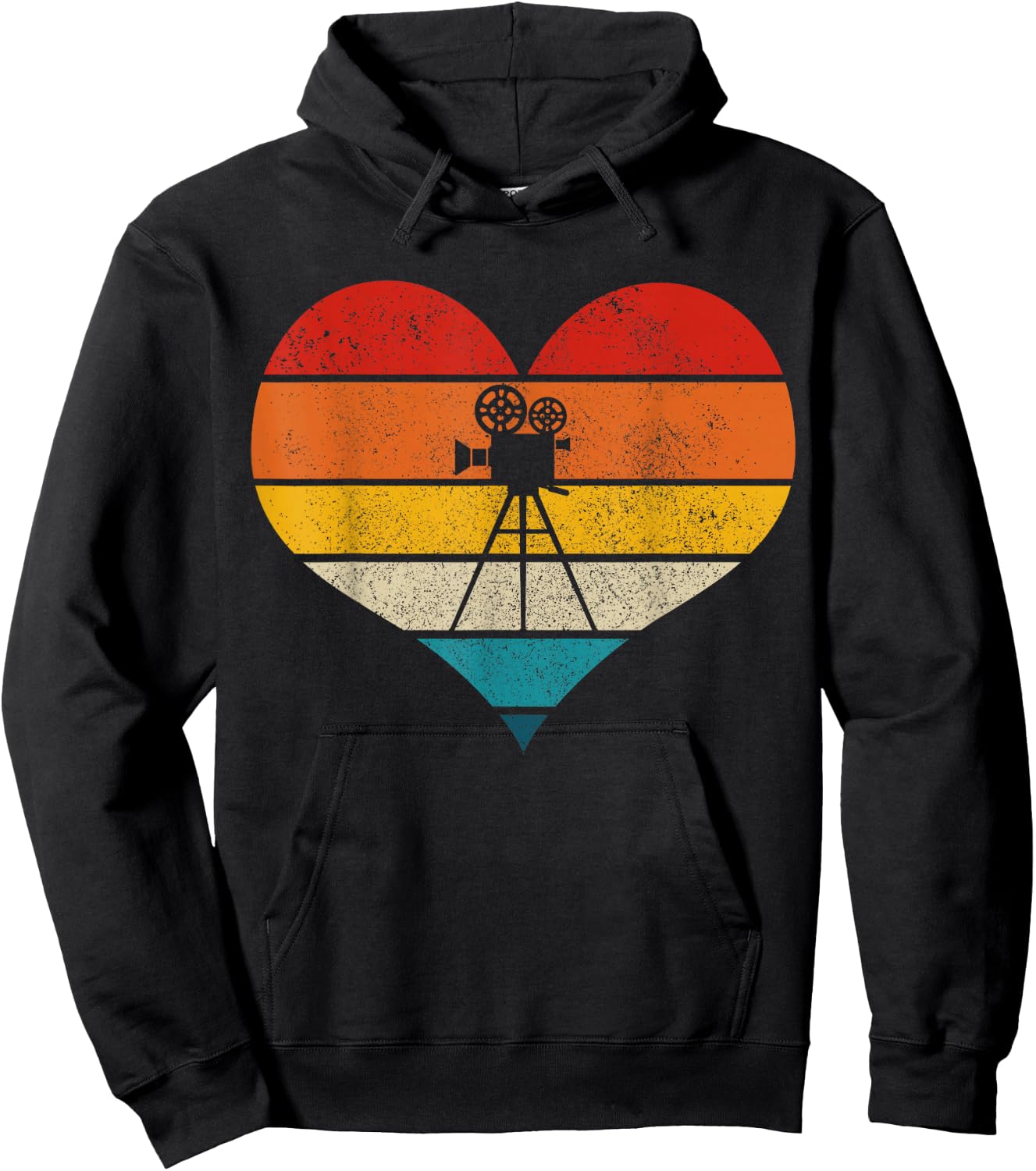 Film Director Filmmaker Camera Vintage Heart Gift Hoodie - Hoodie | Black