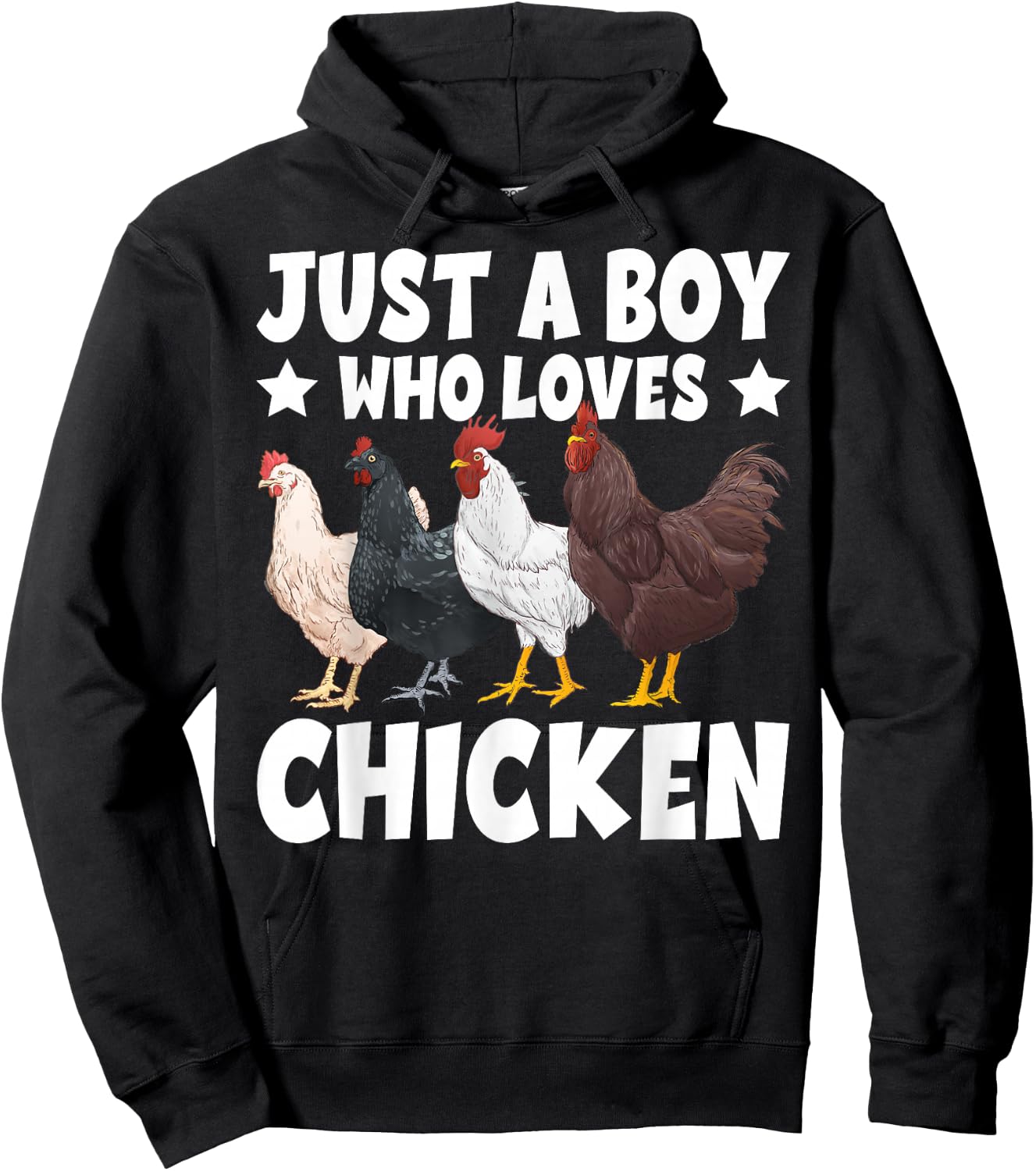 Just A Boy Who Loves Chickens Farm Lover Cute Chicken Buffs Hoodie - Hoodie | Black