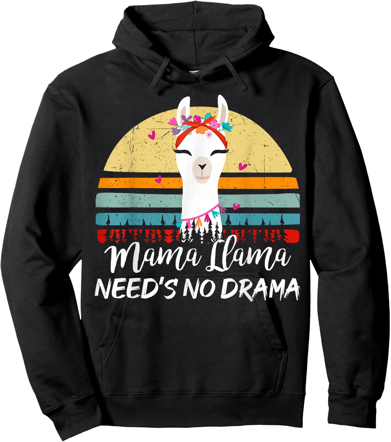 Mama-Llama Needs No Drama Mom Mothers Day Gift Funny Llama Hoodie - Hoodie | Black