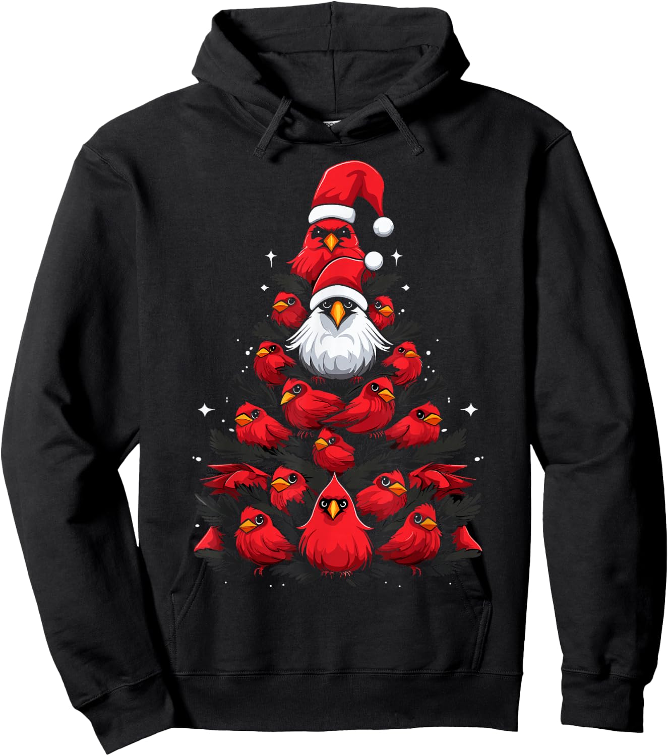Cardinals Bird Christmas Tree Funny Cardinals Xmas Hoodie - Hoodie | Black