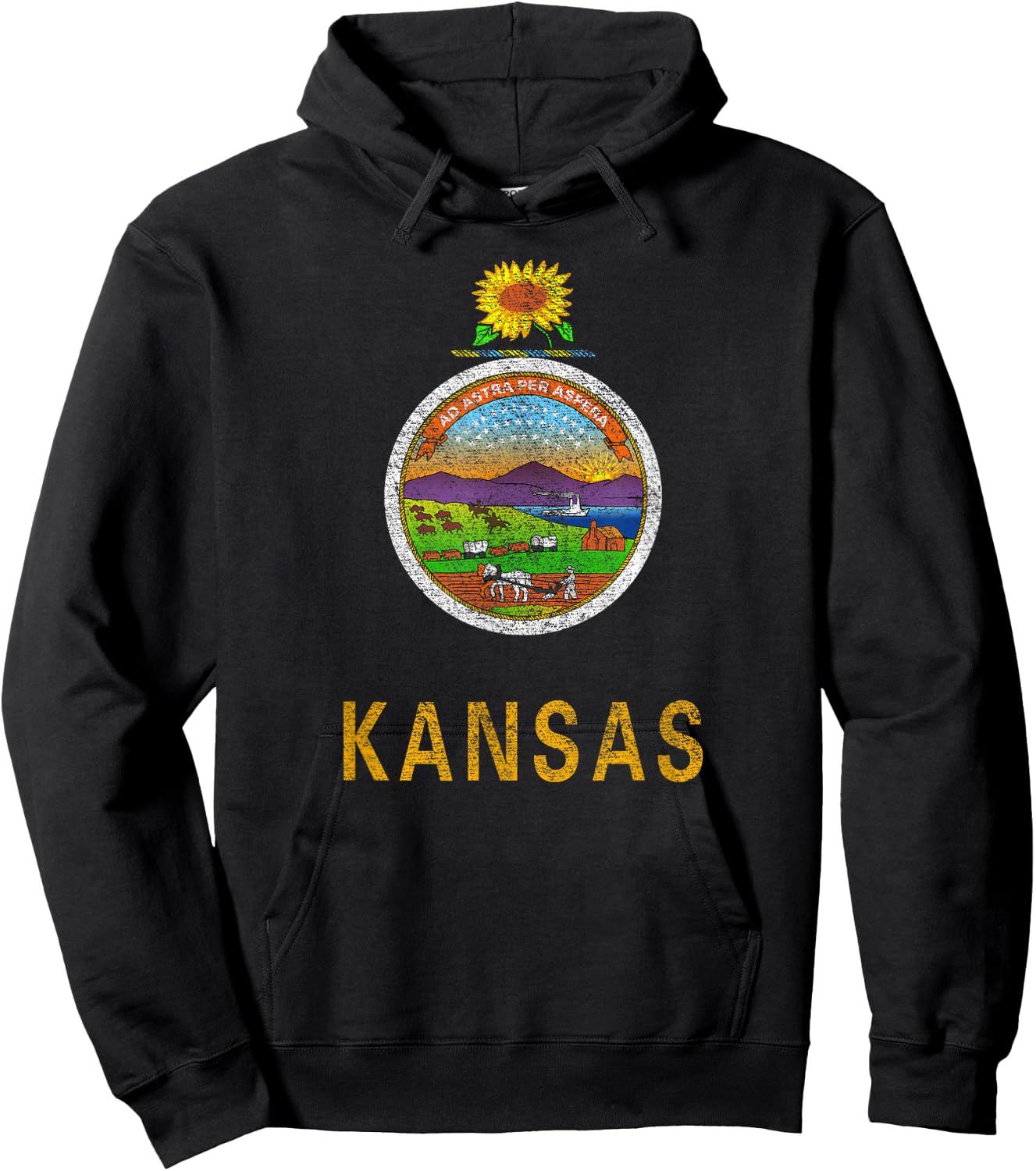 State of Kansas Flag The Sunflower State City Topeka Pride Hoodie - Hoodie | Black