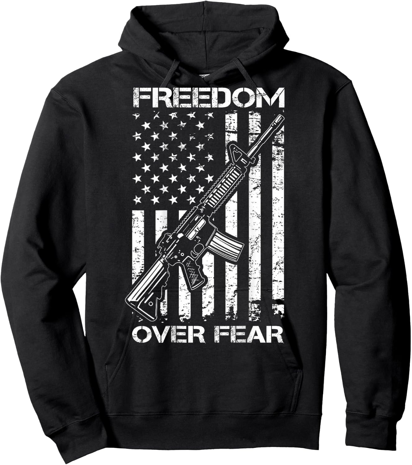 Freedom Over Fear - Pro Gun USA Flag 2nd Amendment (ON BACK) Hoodie - Hoodie | Black