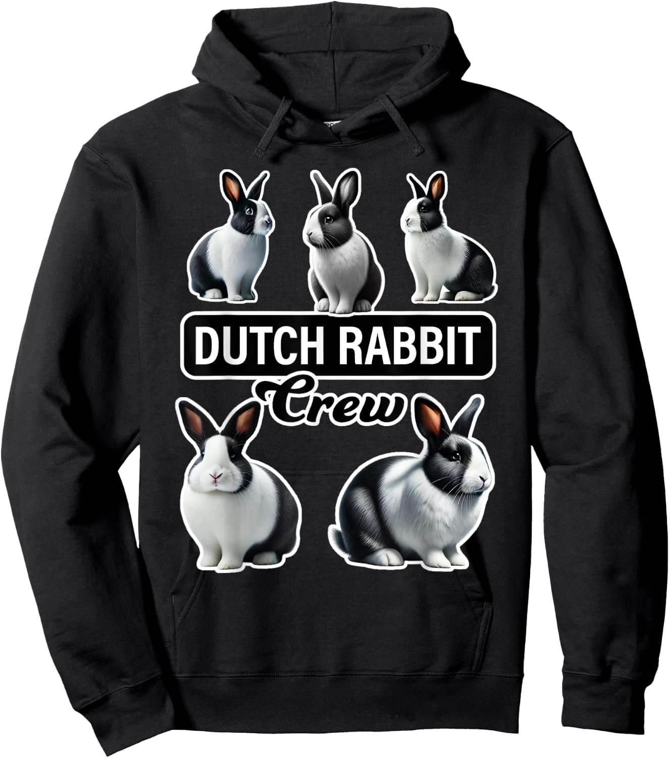 Dutch Rabbit Crew Funny Bunny Hoodie - Hoodie | Black