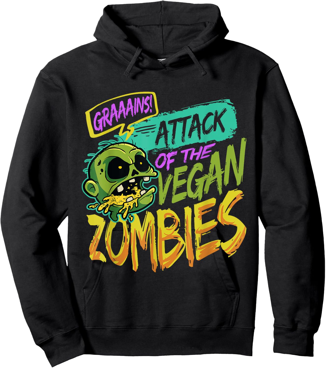 Attack Of The Vegan Zombies Vegetarian Halloween Hoodie - Hoodie | Black