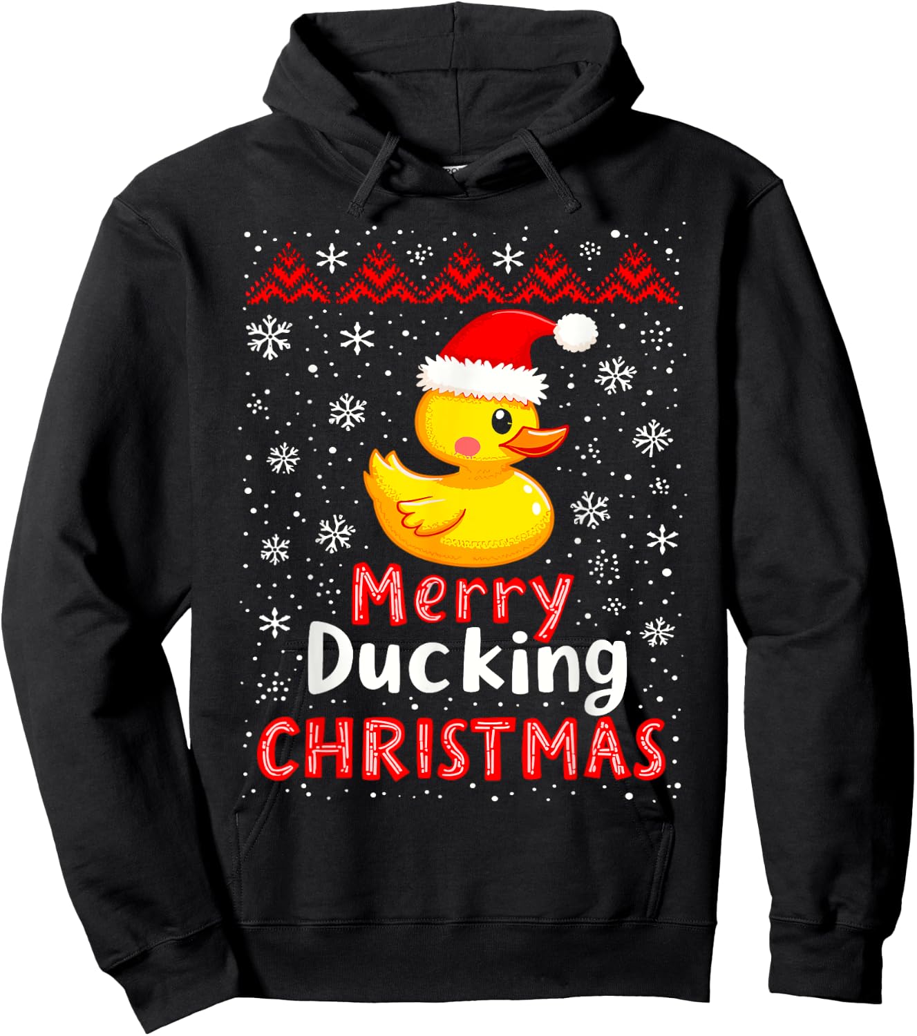 Merry Ducking Christmas Ugly Duck Christmas Sweater Jumper Hoodie - Hoodie | Black