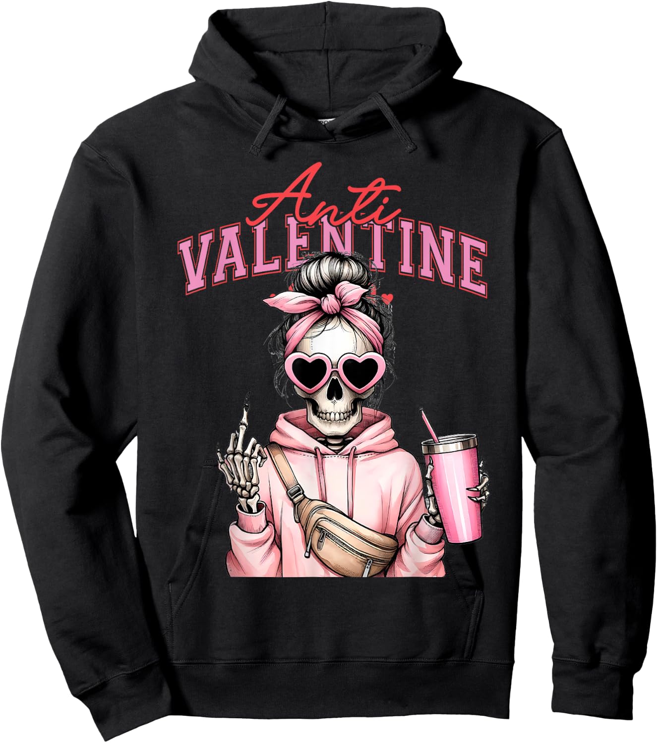 Funny Anti-Valentine's Day , black Hoodie - Hoodie | Black
