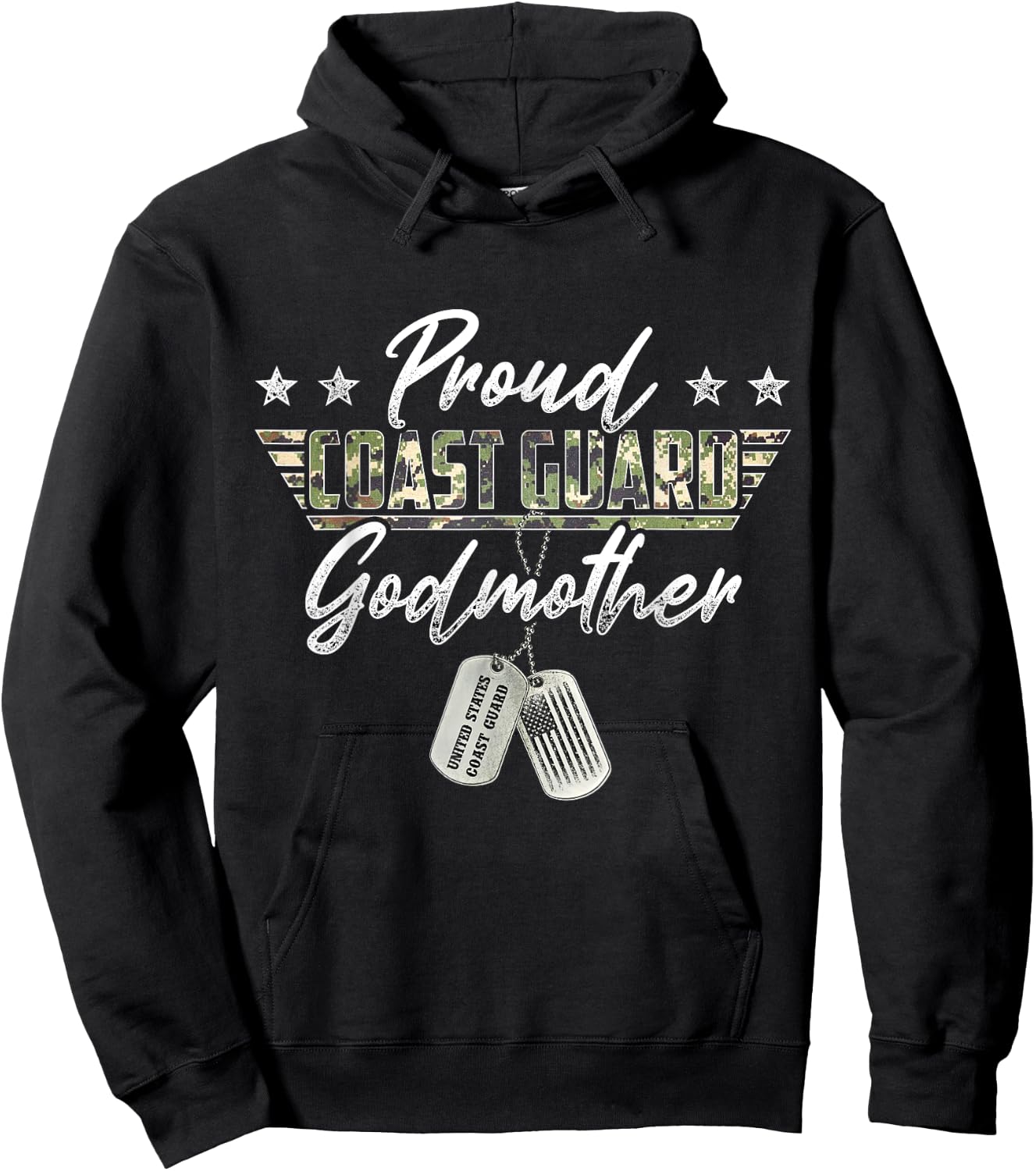 Proud Coast Guard Godmother American Military Gifts Hoodie - Hoodie | Black