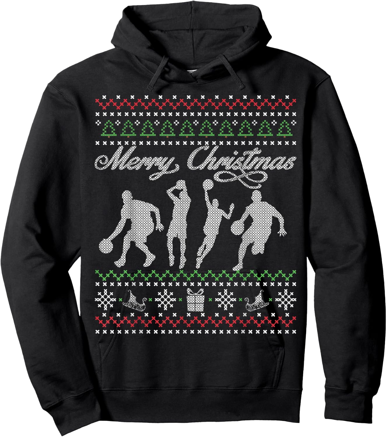 Basketball Christmas T Shirt | Ugly Xmas Gift Hoodie - Hoodie | Black