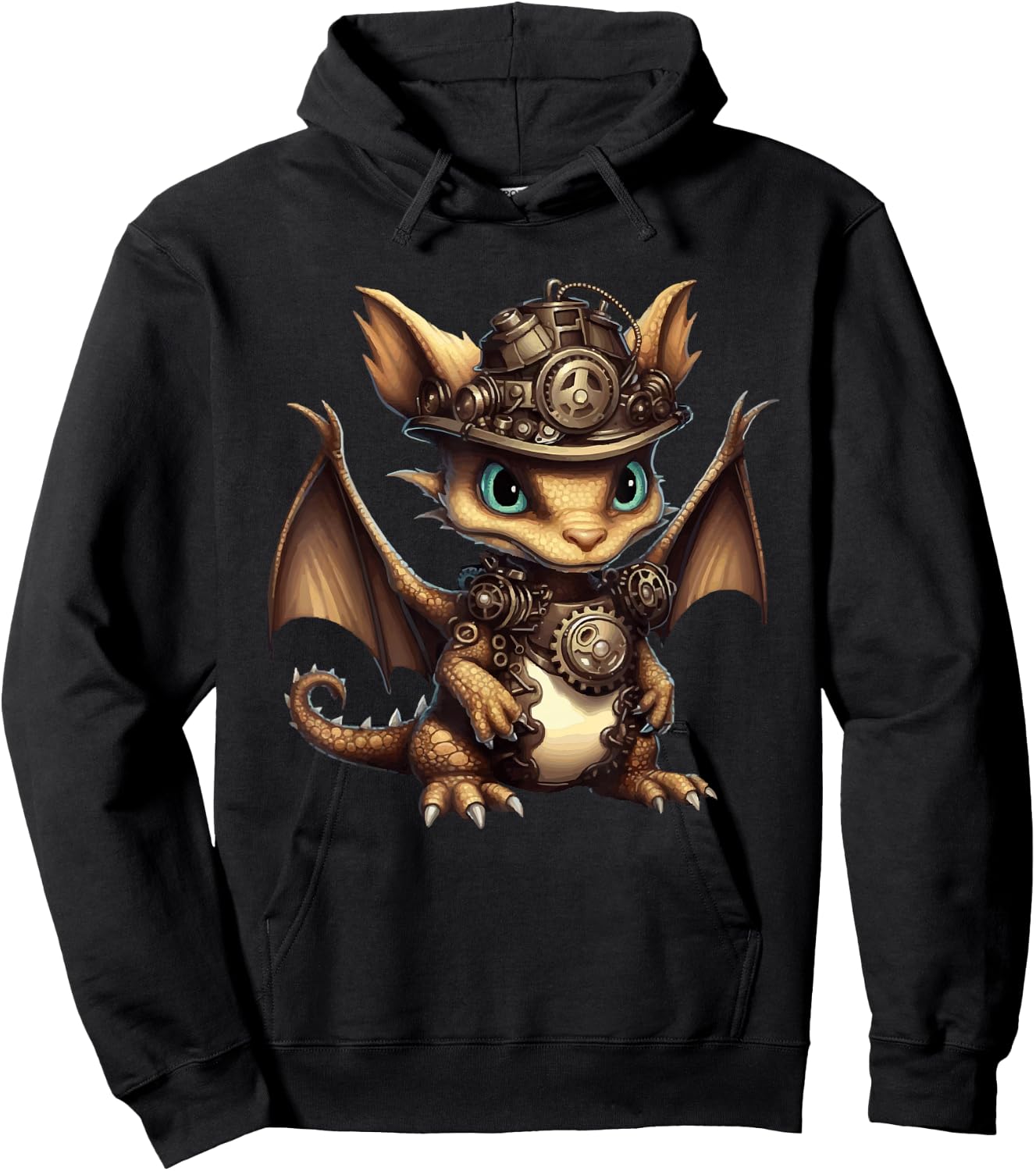 Steampunk Dragon Gears Graphic Design Artwork Fantasy Hoodie - Hoodie | Black