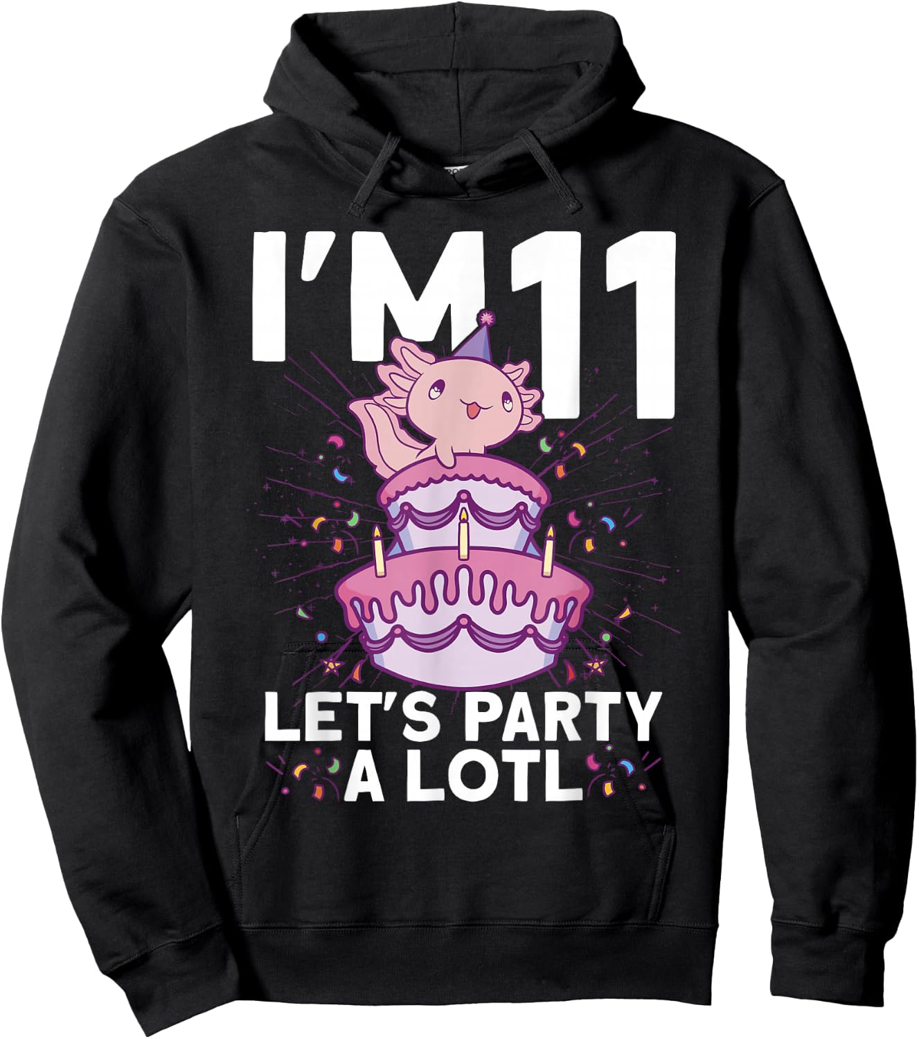 I'm 11 bday Axolotl party cute 11th Birthday Kids Axolotl Hoodie - Hoodie | Black