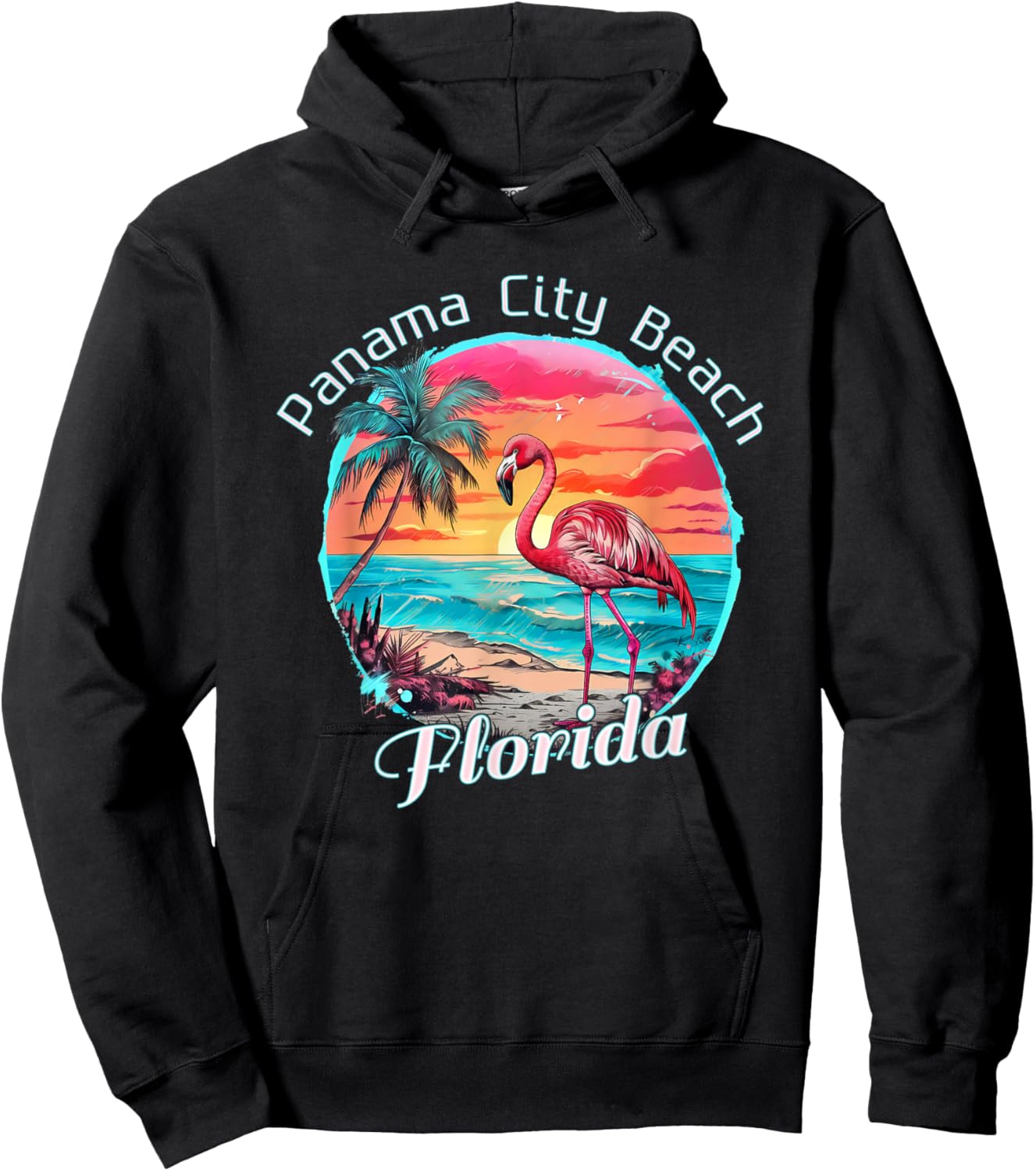 Panama City Beach Florida Beach Flamingo Tropical Souvenir Hoodie - Hoodie | Black